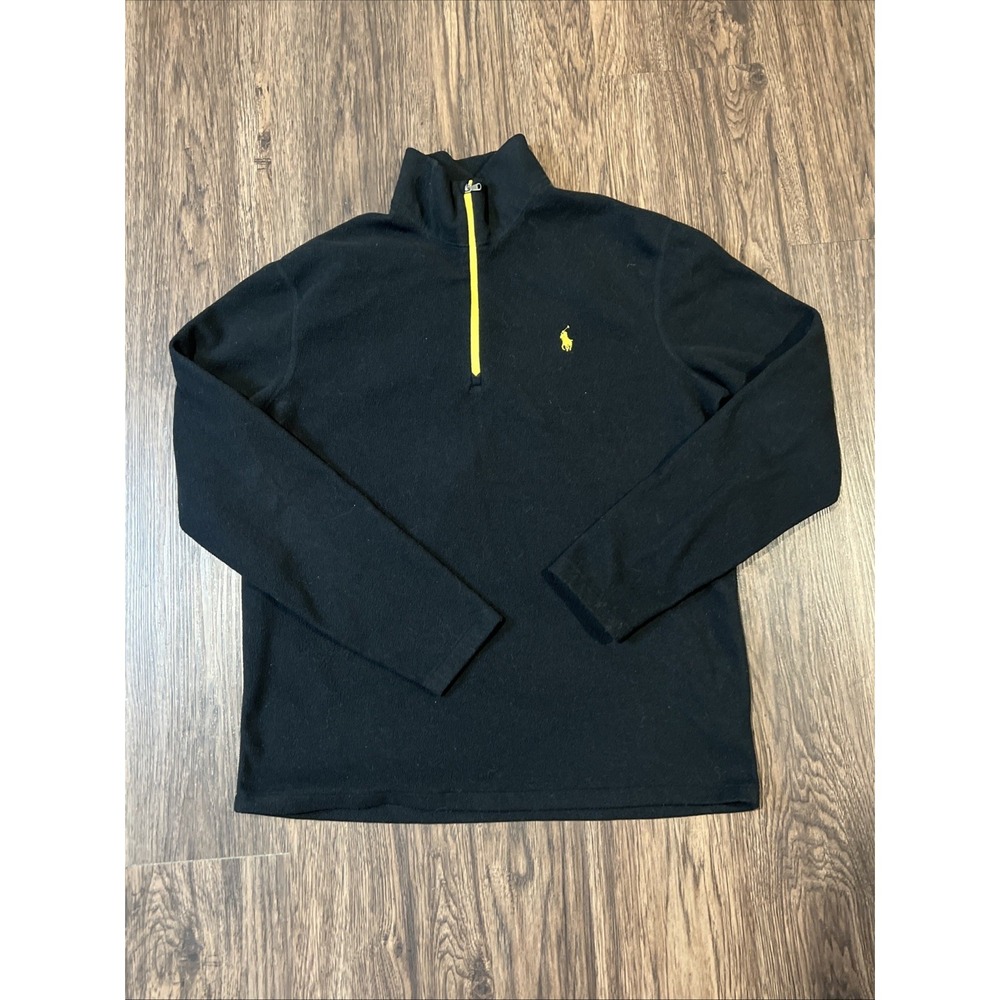 Polo Ralph Lauren Performance Micro Fleece Soft Jacket 1/2 Zip Up Size M Black